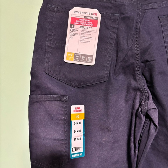 NWT Men’s Carhartt Navy Blue Relaxed Fit Flame Resistant Work Pant Size 34x30 - Picture 6 of 10
